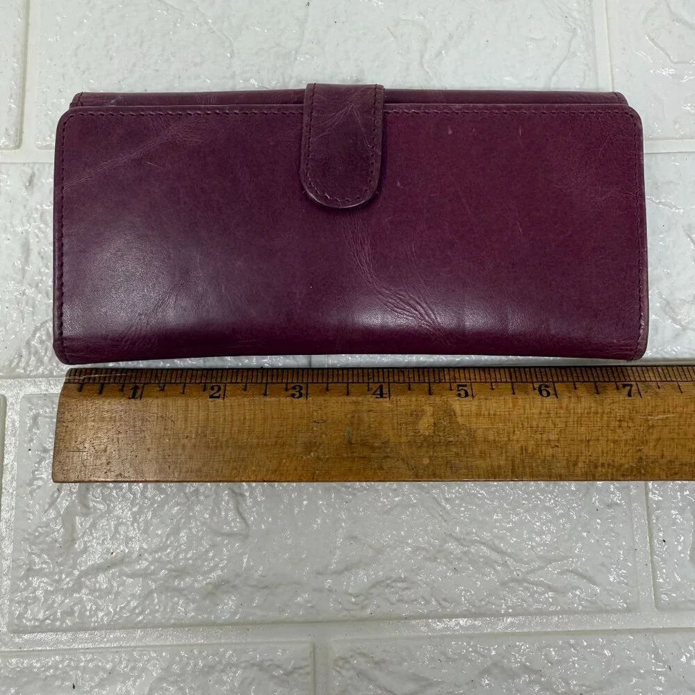 Vintage Sophia Visconti Burgundy Leather Wallet Card Slots Snap Closure Bifold